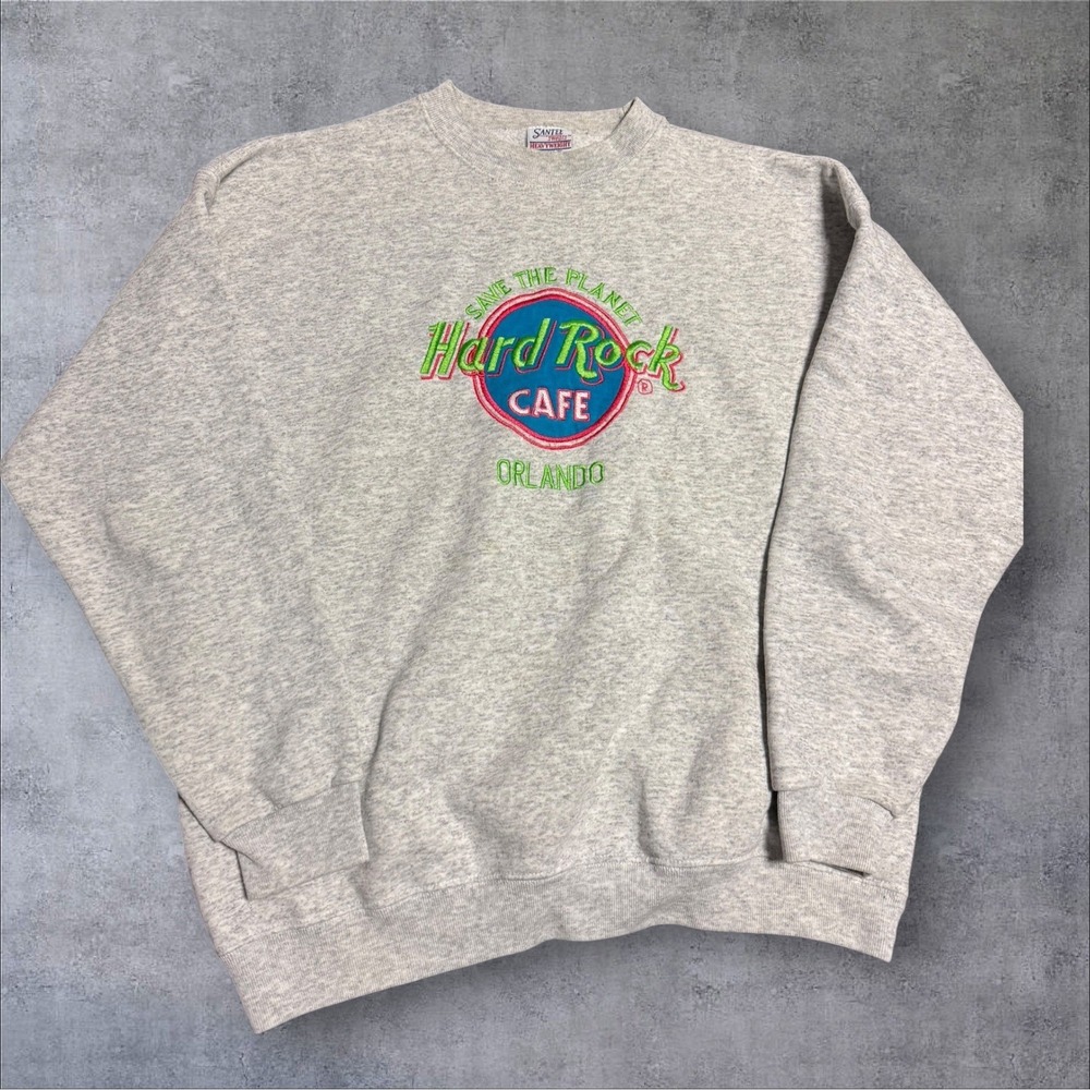 Hard Rock Cafe Orlando Crewneck Sweatshirt Gray XL Save‎ The Planet USA
